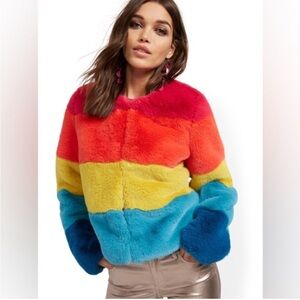 New York & Company Rainbow Faux Fur Women’s Jacket